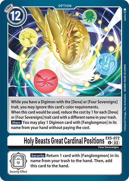 Image of Holy Beasts Great Cardinal Positions